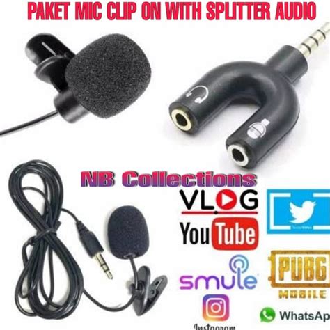 Jual Clip On Mic Microphone Mm Audio Splitter U Paket In