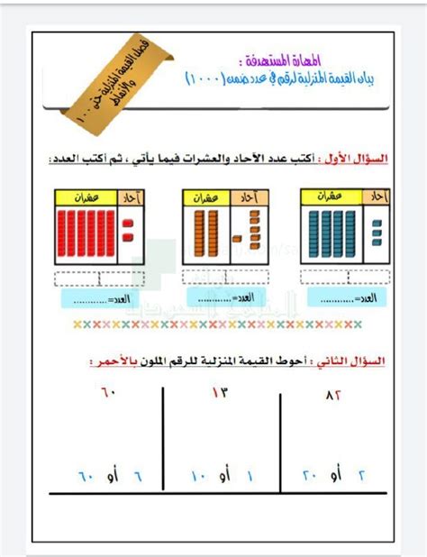 أوراق عمل شاملة الصف الثاني رياضيات الفصل الأول 14431444 المناهج