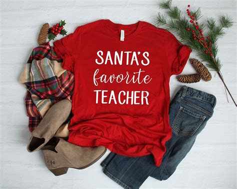 Santas Favorite Teacher T Shirt Cute Teacher Shirt Teacher T