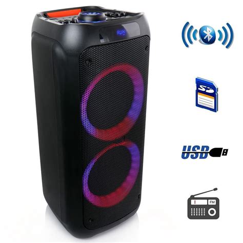 BEFREE SOUND Dual 8 in. Bluetooth Wireless Speaker with Reactive Lights ...