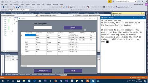 Employee Profile Management System Preview Using C In Visual Studio