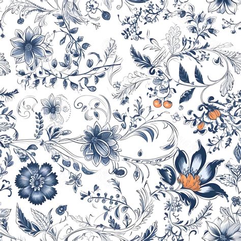 Premium Photo A Seamless Pattern With Blue And White Flowers And Leaves