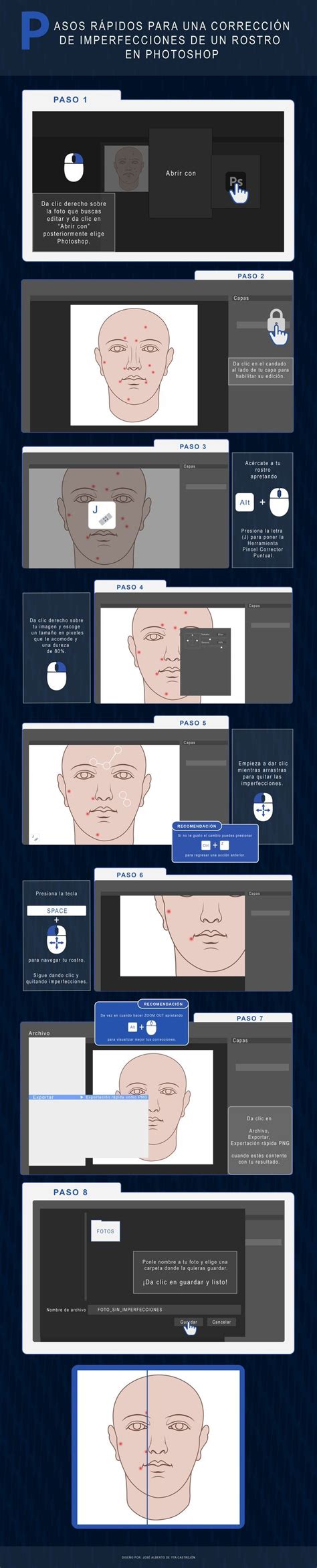 Pasos rápidos para una corrección de imperfecciones de un rostro en