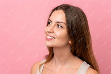 Premium Photo Portrait Caucasian Woman Isolated On Pink Background