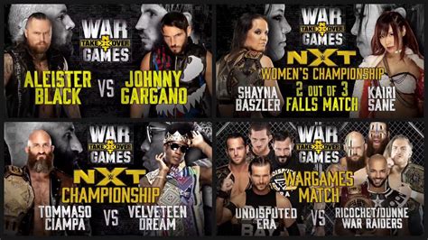 Nxt Takeover War Games 2018 Official Match Card Youtube