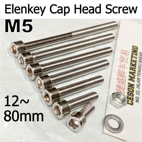 M5 Hex Socket Cap Head Screws 304 Stainless Steel Besi Murah Allen Bolt Skru Ellen Key Elenkey