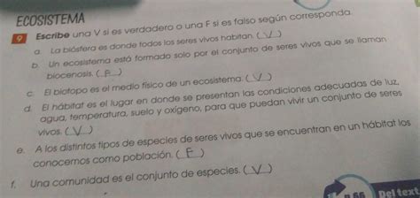 escribe una V si es verdadero o una F si es falso según corresponda