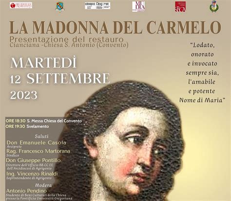 Cianciana Presentazione Del Restauro Del Dipinto Madonna Del Carmelo