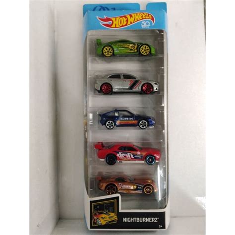 Hot Wheels 5 Pack Nightburnerz Nissan 350Z Mitsubishi Evolution X Honda CR X Dodge Drift