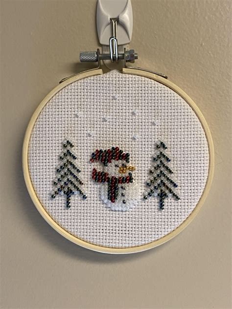 Beaded Snowman Cross Stitch Kit By Opheliascreations Needle Craft