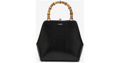 Jil Sander Small Goji Bamboo Top Handle Bag In Black Lyst