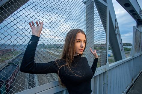 Wallpaper Model Brunette Portrait Looking Away Black Tops Long