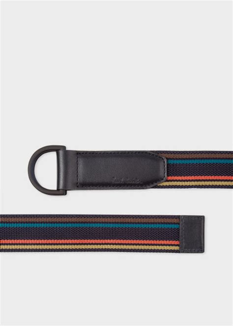 Men S Webbing Stripe D Ring Belt Paul Smith