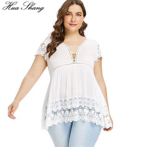 White Women Blouses 5xl Plus Size Ladies Tops 2018 Summer Short Sleeve