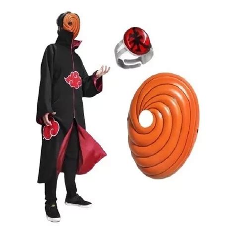 Kit Capa Akatsuki Cosplay Aneo Vermelho Tobi Mascara Naruto Shopee Brasil