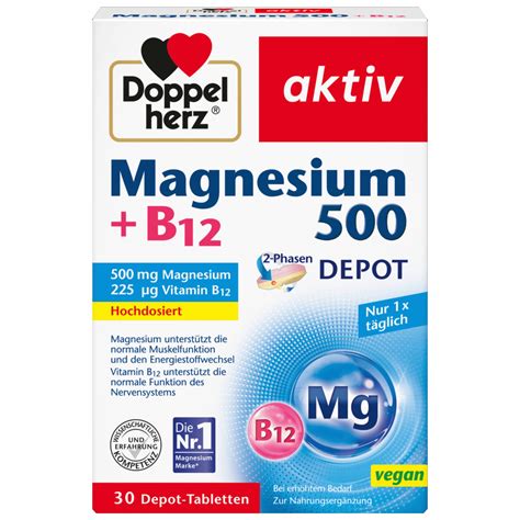 Doppelherz Aktiv étrend kiegészítő Magnesium 500 Depot B12 vitaminnal