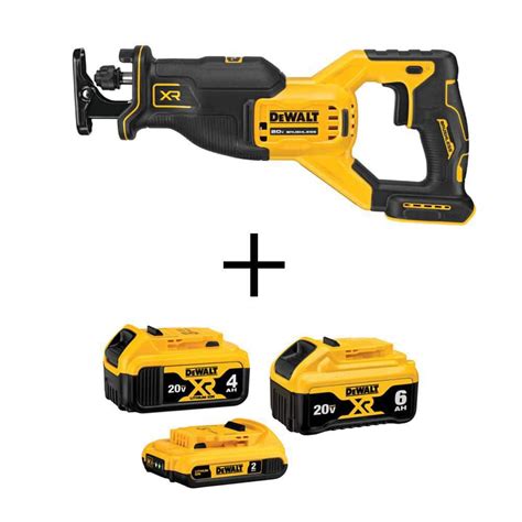 Dewalt 20v Max Xr Cordless Brushless Reciprocating Saw 20v 6 0ah Battery 20v 4 0ah Battery