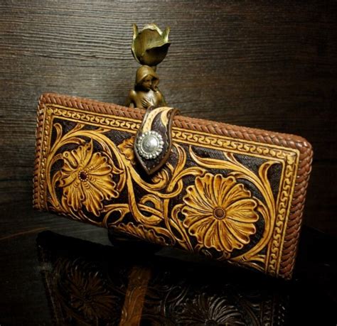 Hand Tooled Woman S Leather Wallet Sheridan Woman S Etsy