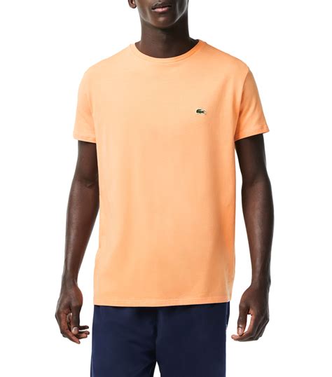 Lacoste Playera Naranja De Manga Corta Y Cuello Redondo Lisa Hombre