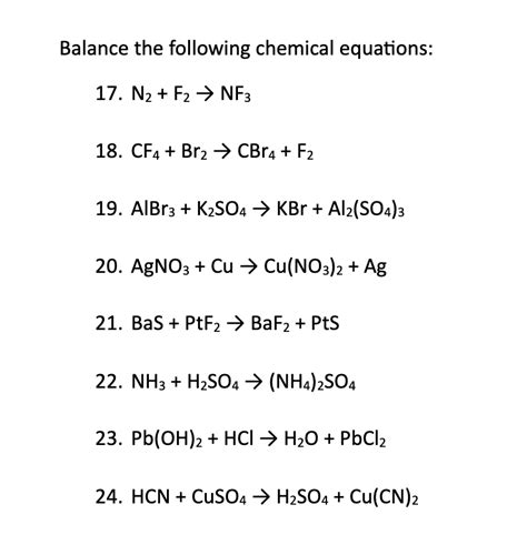 Solved Balance The Following Chemical Equations 17