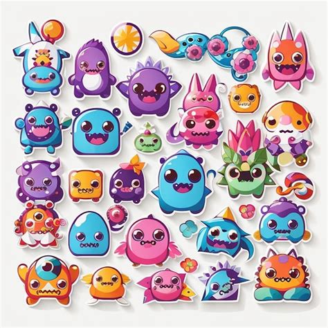 Premium Photo A Set Of Kawaii Monster Designs Ai Generated