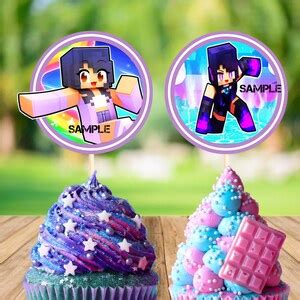 Editable Aphmau Cake and 10 Cupcake Toppers Mine Craft Party Decor ...