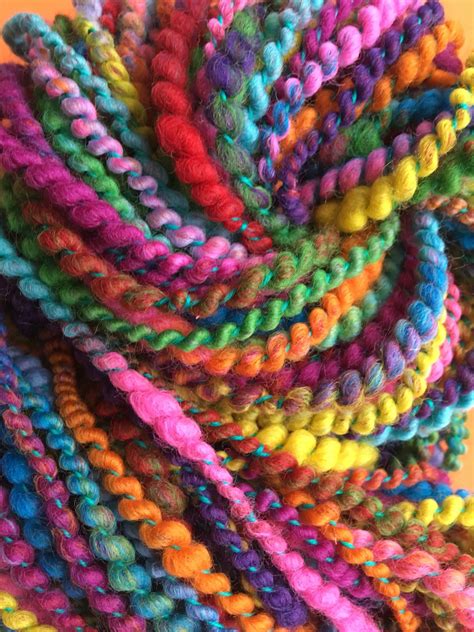 Handspun Multicoloured Spiral Artyarn 38yds Etsy Yarn Art Handspun