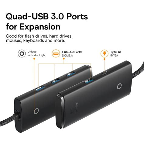 Baseus Lite Series 4 Port USB HUB WKQX030201 PCC COMPUTERS