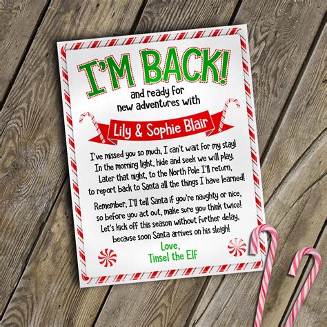 Personalized Elf Letter Welcome Back Letter From Elf Christmas Elf