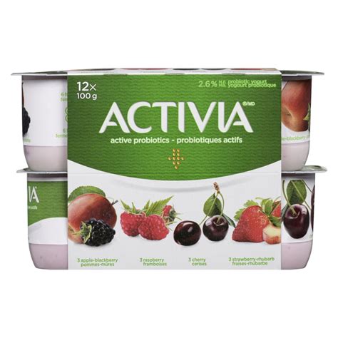 Activia Yogourt probiotique pommes mûres framboises cerise fraises