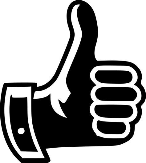 Thumbs Up Black And White Vector Illustration 24164754 Vector Art At