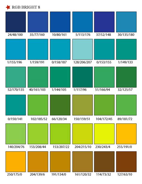 Printable Rgb Color Palette Swatches My Practical Skills My Practical Skills