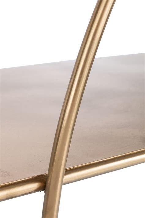 J Line Console 2 Planken Curve Deco Metaal Goud Bol