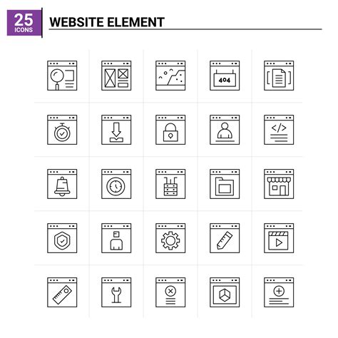 25 Website Element icon set vector background 14675553 Vector Art at Vecteezy