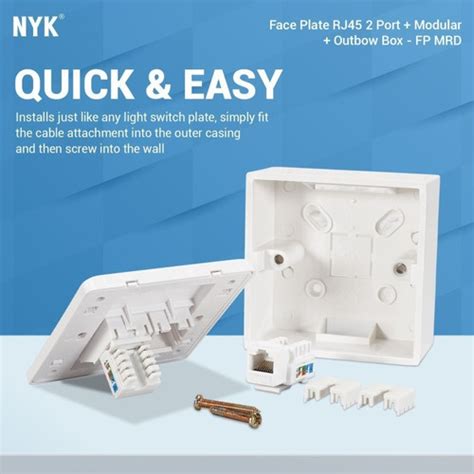 Jual Face Plate RJ45 Lan NYK Modular Outbow Box FP MRD 2 Port