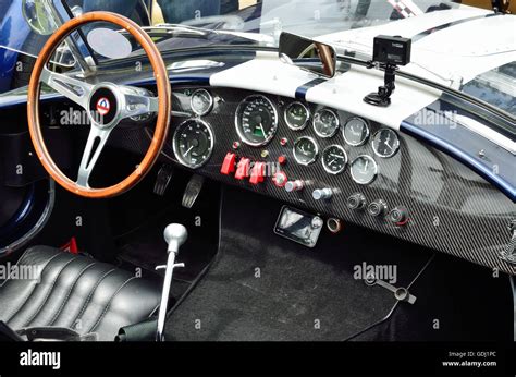 Interior of the race vintage car. The inner space of the Stock Photo ...