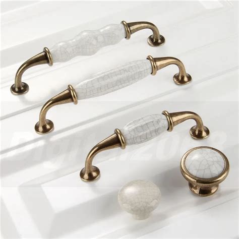 Ceramic Kitchen Cabinet Handles Drawer Pull Knobs Antique Brass Door Handle Vintage Furniture