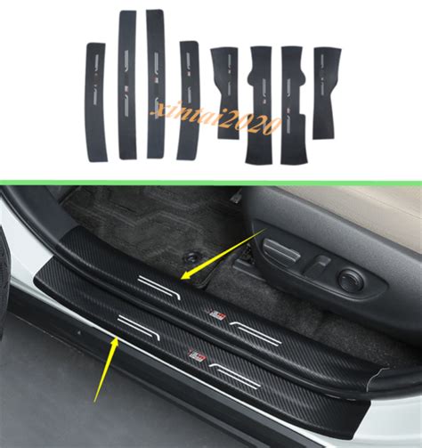 Pcs Carbon Fiber Leather Side Door Sill Scuff Plate Guard For Toyota