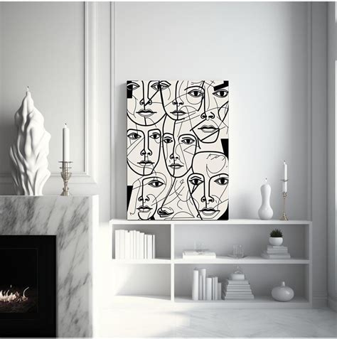 Faces Line Drawing Line Art Face Line Art Printable Art Minimalist Wall ...