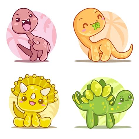 Ensemble D Autocollants De Dinosaures Dr Les De Dessin Anim Mignon