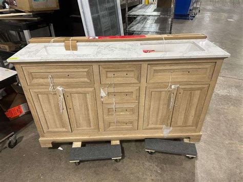 Doveton In Double Sink Freestanding Weathered Tan Bath Vanity With