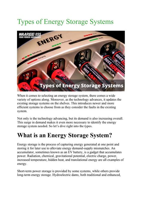 Types of Energy Storage Systems by Waaree ESS - Issuu