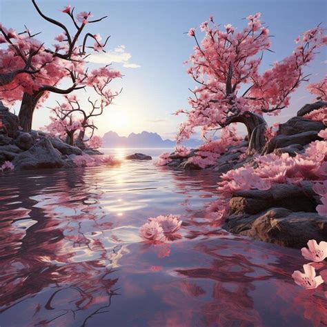 Premium Photo Sakura Serenity Scene Cherry Blossom Background Image