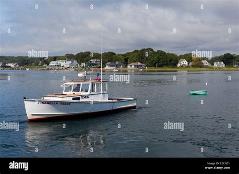 United States Maine Kennebunkport Cape Porpoise Cape pier fishing boat ...