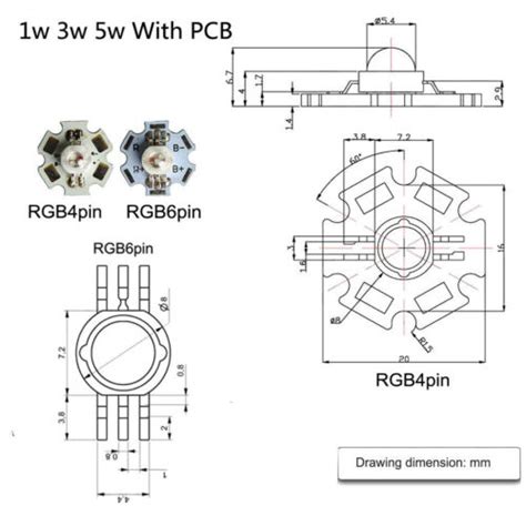 1W 3W 5W Watt High Power LED Chip Warm White UV Deep Red Blue Green RGB