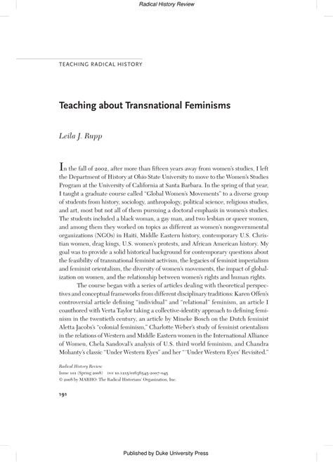 (PDF) Teaching about Transnational Feminism