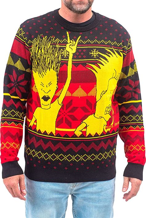 Beavis And Butthead Rock And Roll Three Color Ugly Christmas Sweater