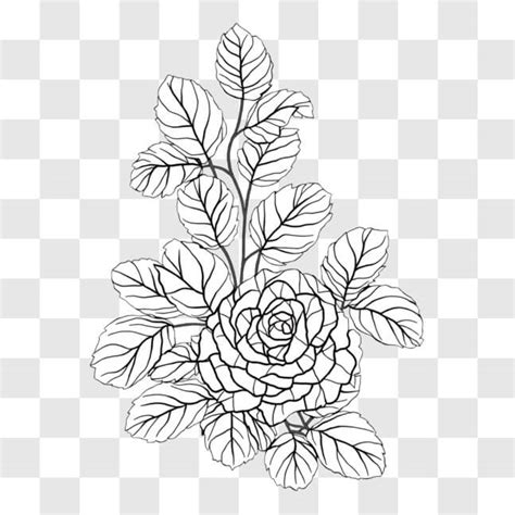 Descarga Dibujo En Blanco Y Negro Simple Y Estilizado De Una Rosa Png