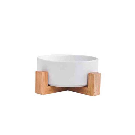 Ceramic Dog Bowl with Wooden Stand – Teddys