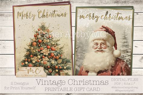 Vintage Christmas Gift Cards | 2 Designs Graphic by paperart.bymc ...